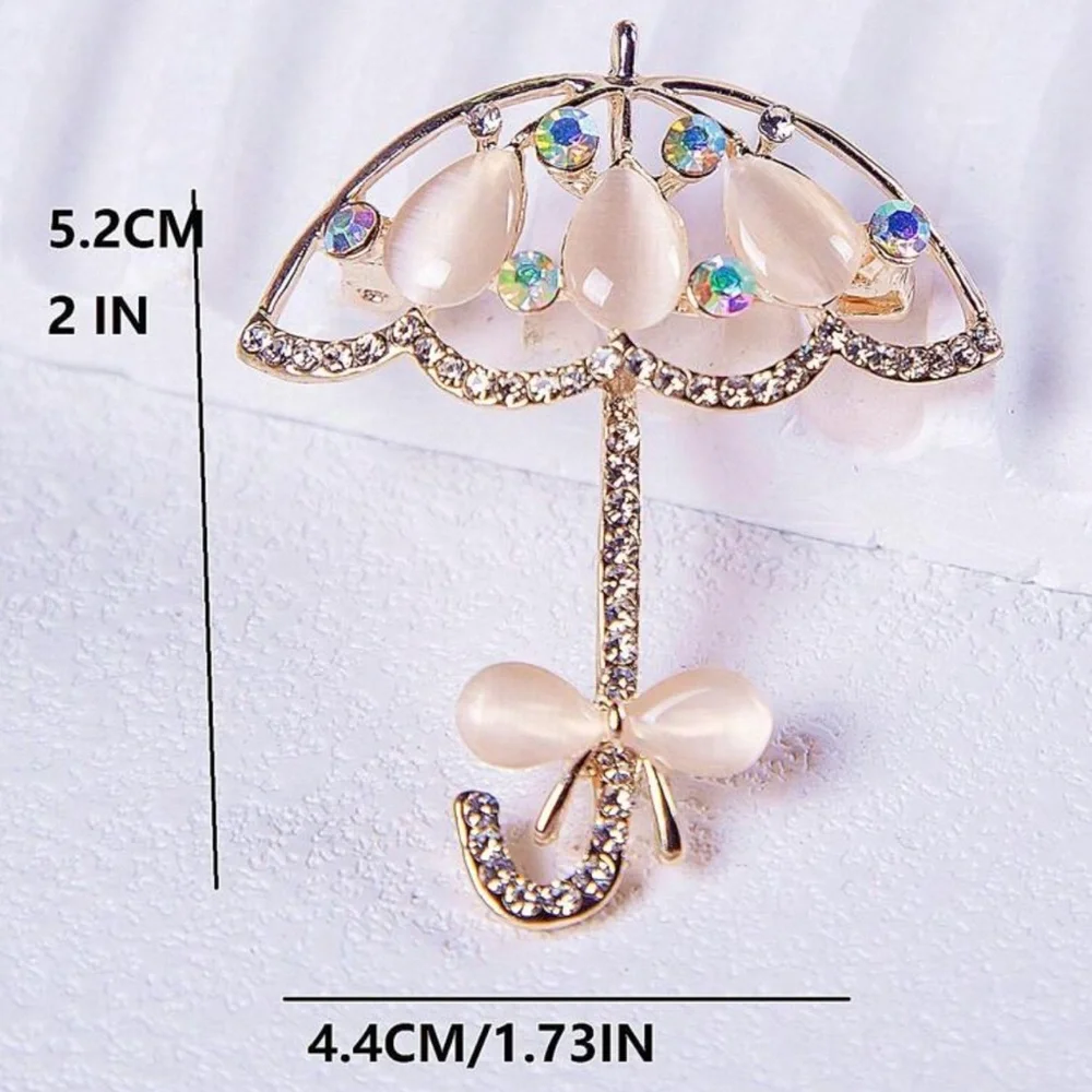 Cat’s Eye and Rhinestone Umbrella Brooch